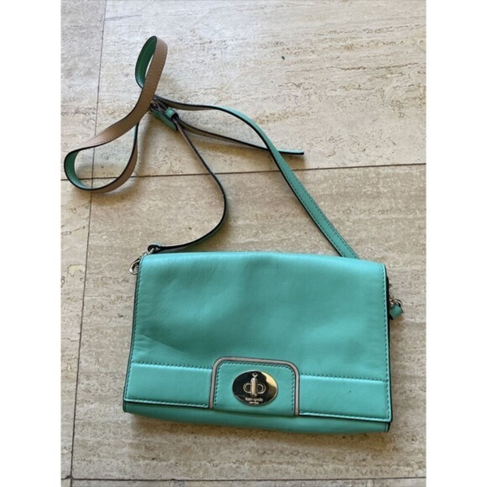 KATE SPADE New York Green Leather Crossbody Shoulder Purse Bag